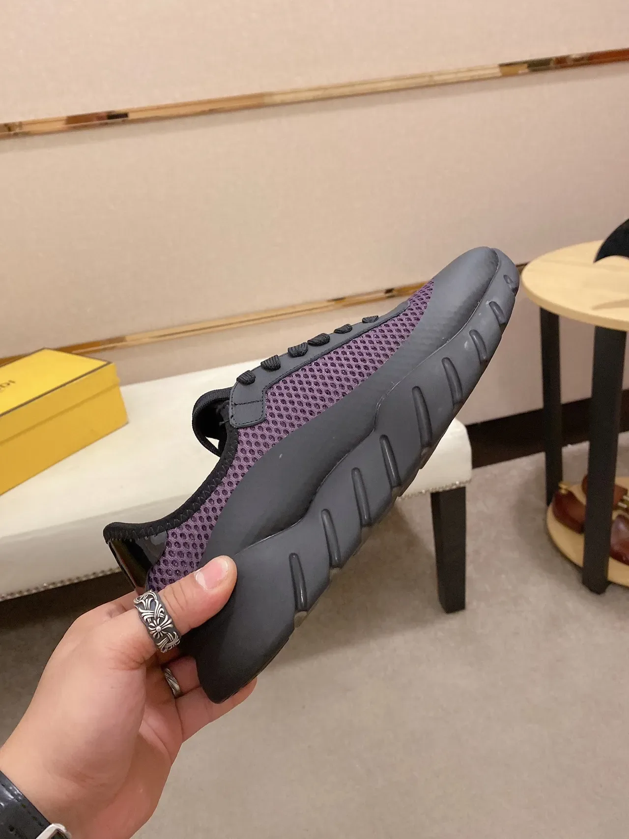 Purple and Black Mesh Upper Chunky Sole Lifestyle Sneaker 6