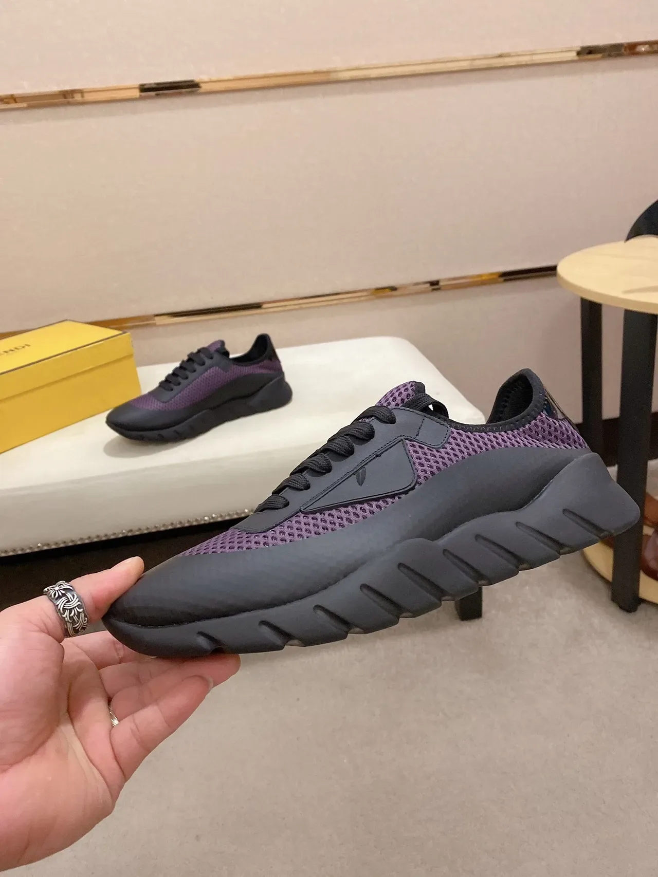 Purple and Black Mesh Upper Chunky Sole Lifestyle Sneaker 7