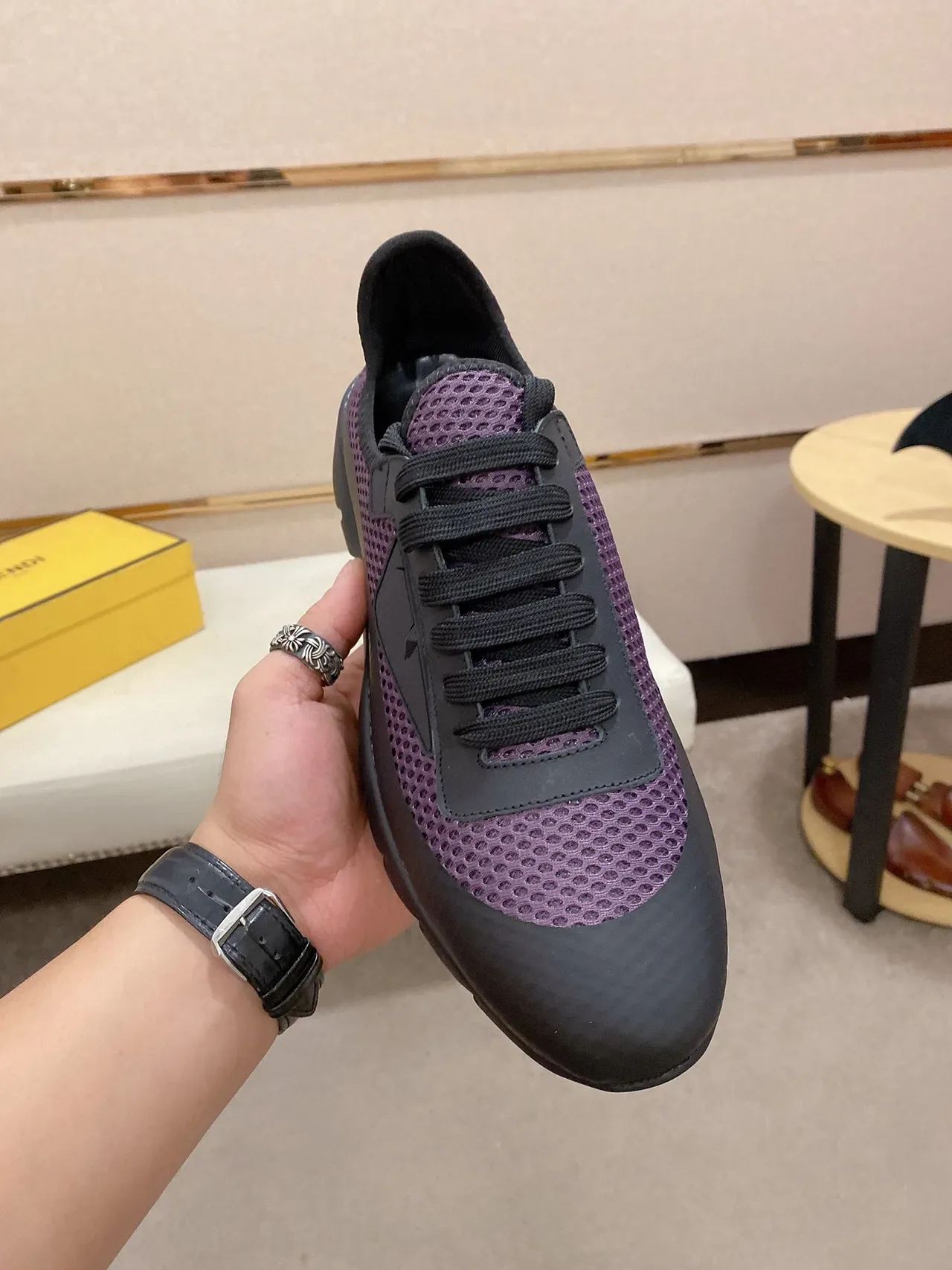 Purple and Black Mesh Upper Chunky Sole Lifestyle Sneaker 9