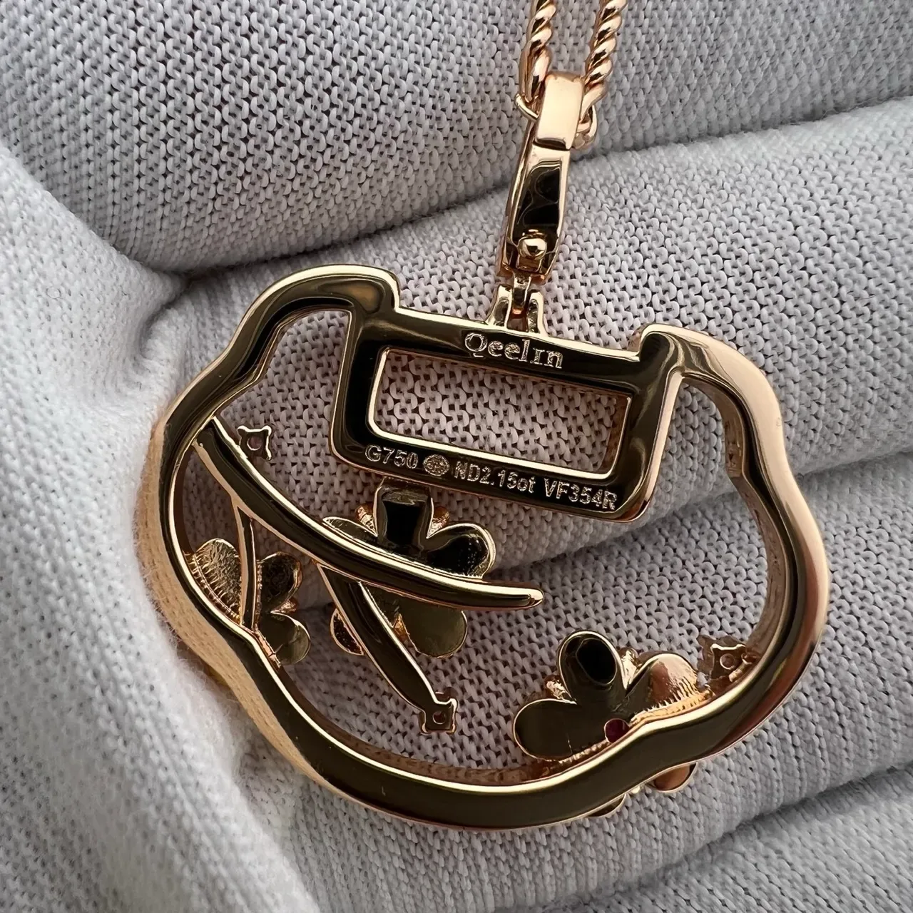 Qeelin Collier Pendentif Gemmes Florales Tonalité Or 2