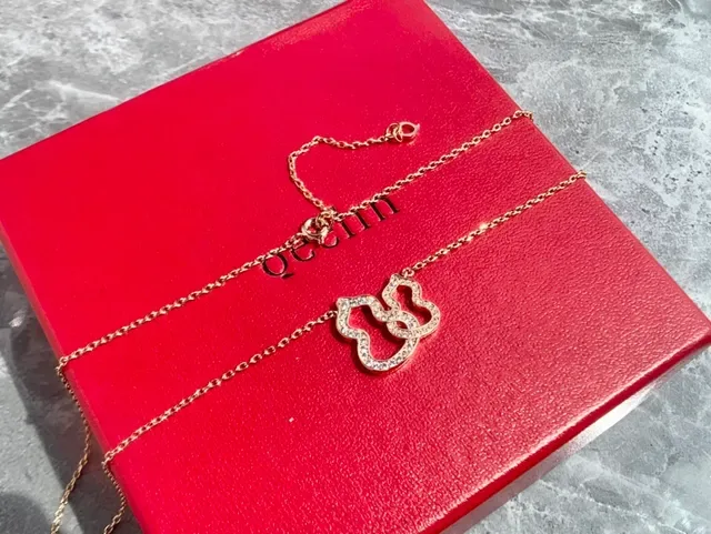 Qeelin Wulu Interlocking Double-Heart Pavé Necklace 5
