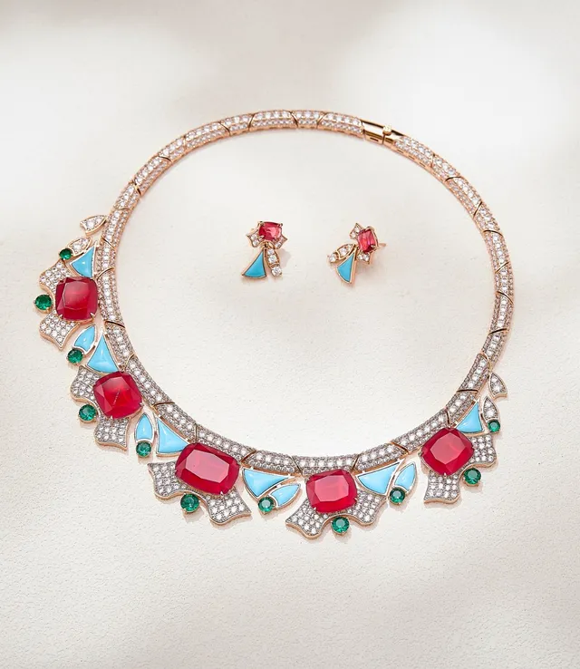 Red Blue Choker Pavé-Set Necklace 5