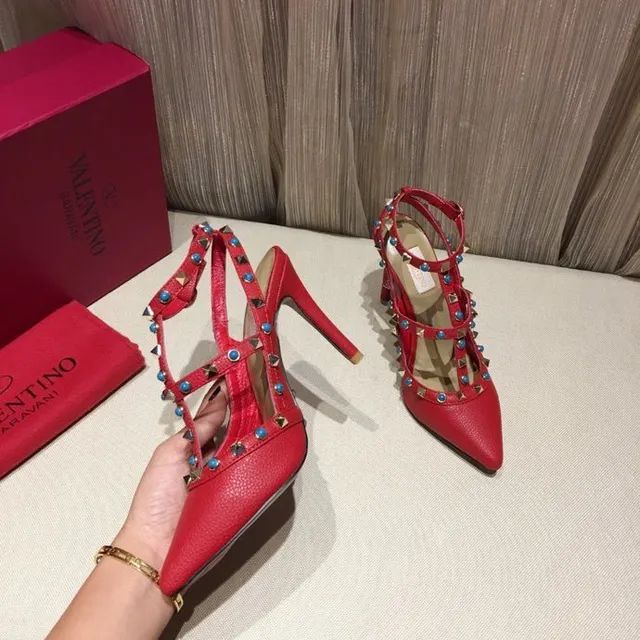 Red Blue Pointed-Toe Heel Stiletto 6