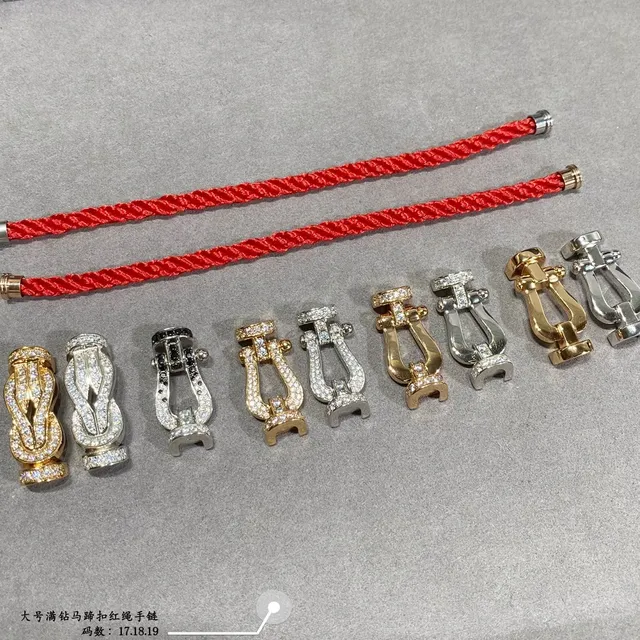 Red Braided Cord Pavé Crystal Shackle Clasp Bracelets 3