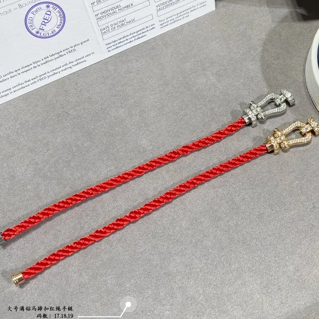 Red Braided Cord Pavé Crystal Shackle Clasp Bracelets 4