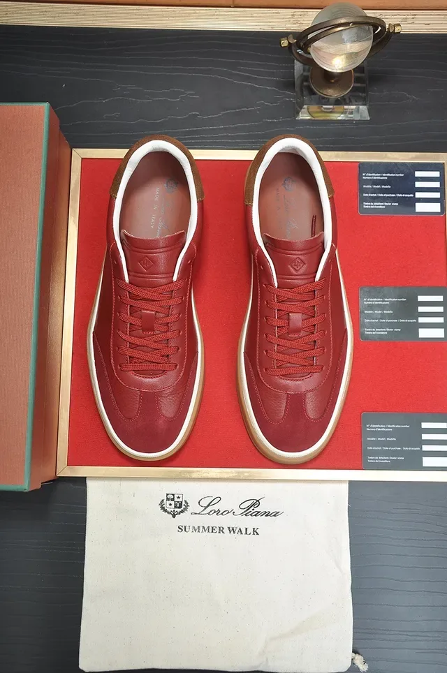 Red Brown Leather Upper Gum Rubber Sole Sneakers 5
