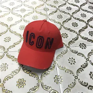 লাল ইমব্রয়ডার্ড 'ICON' ফ্রন্ট লোগো বেসবল ক্যাপ