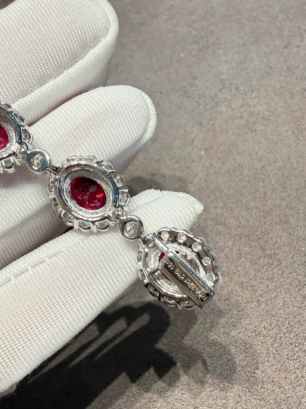 Red Gemstone Halo Link Bracelet 7