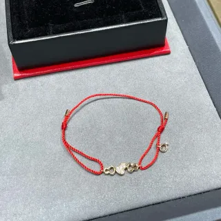 Pulsera de cordón trenzado rojo y dorado con charms de corazón