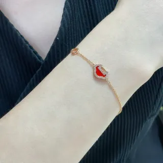 Pulsera de Cadena de Oro Rojo con Charm de Esmalte