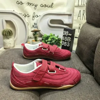 Red Laceless Dual Strap Velcro Sneaker