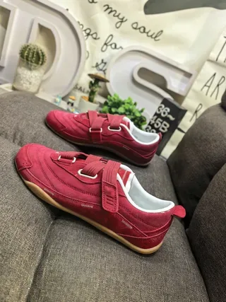 Red Laceless Dual Strap Velcro Sneaker 7