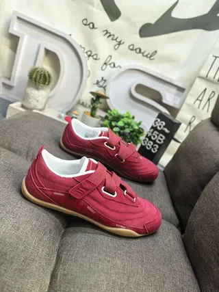 Red Laceless Dual Strap Velcro Sneaker 9