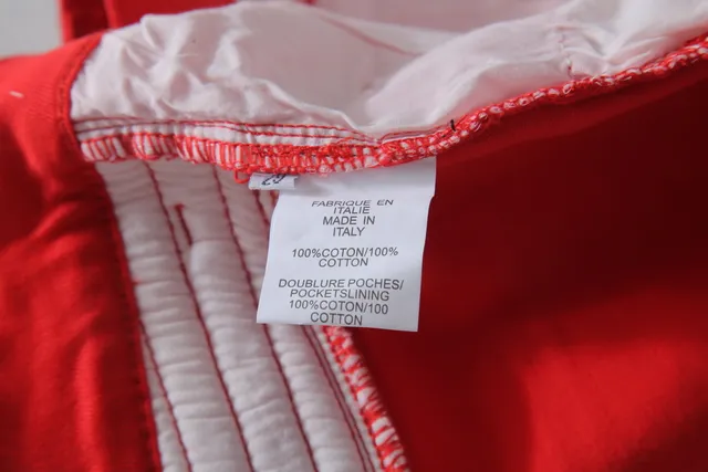 Red Zippered Thigh Pocket Quilted Knee Pants 5