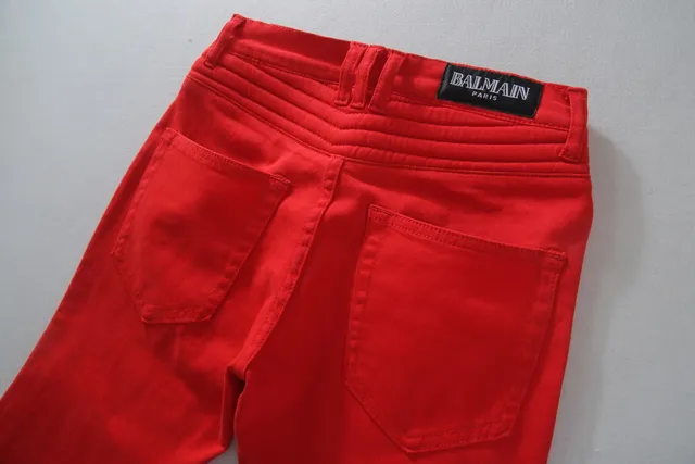 Red Zippered Thigh Pocket Quilted Knee Pants 10