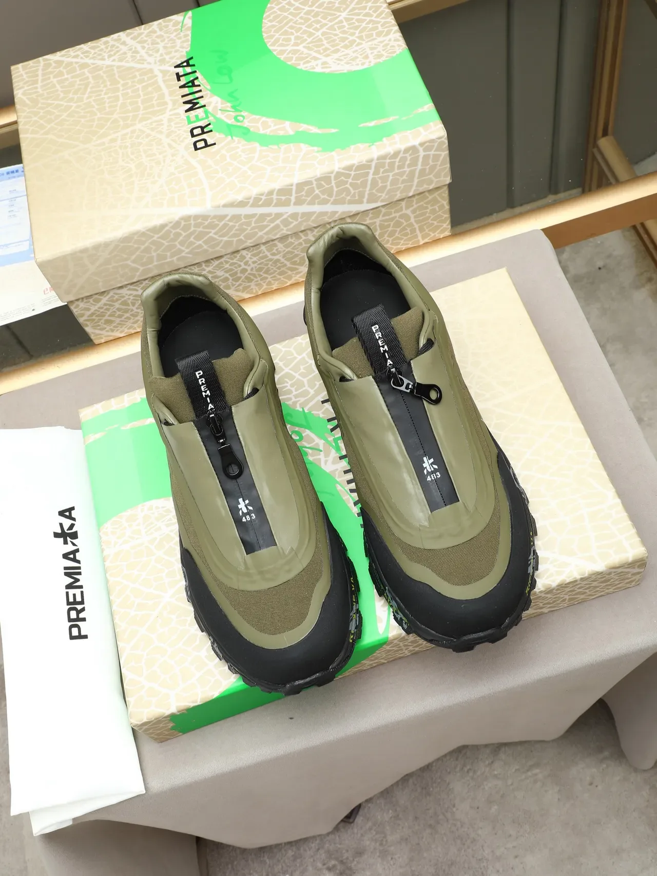 Rien EVA 483 Olive Green Black Chunky Sneakers 2
