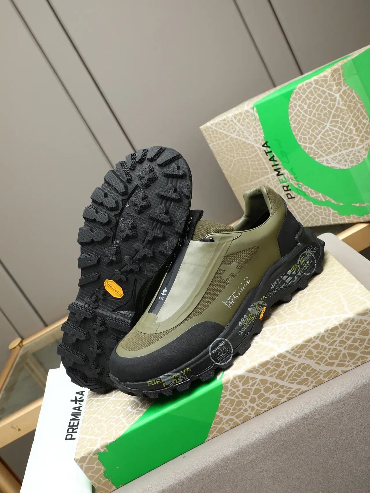 Rien EVA 483 Olive Green Black Chunky Sneakers 4