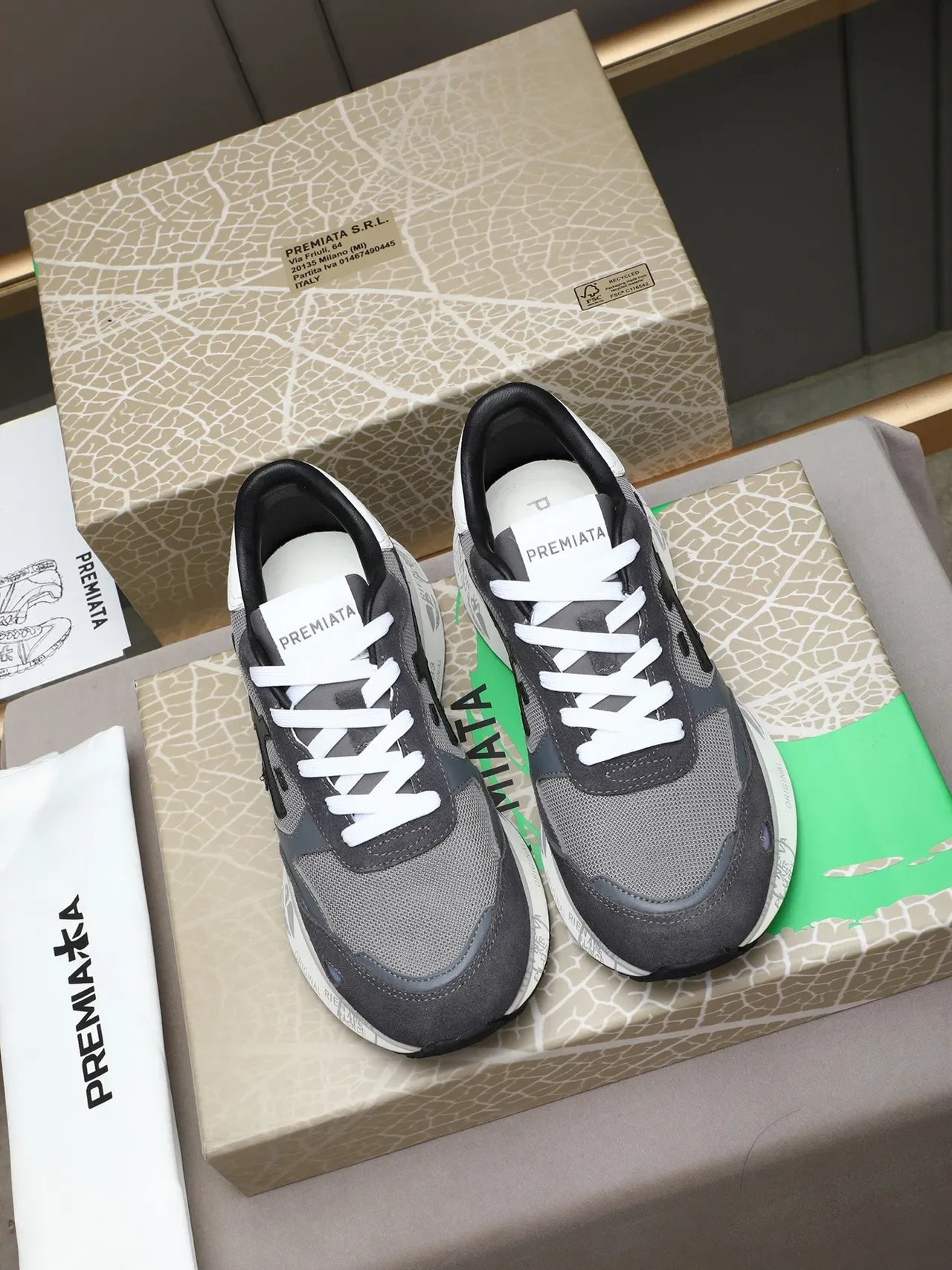 Rien Gray Black Layered Mesh And Suede Upper Bold Side 'X' Logo Sneakers 2