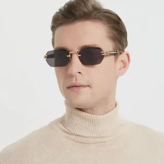 Rimless Gold-Tone Metal Bridge Sunglasses