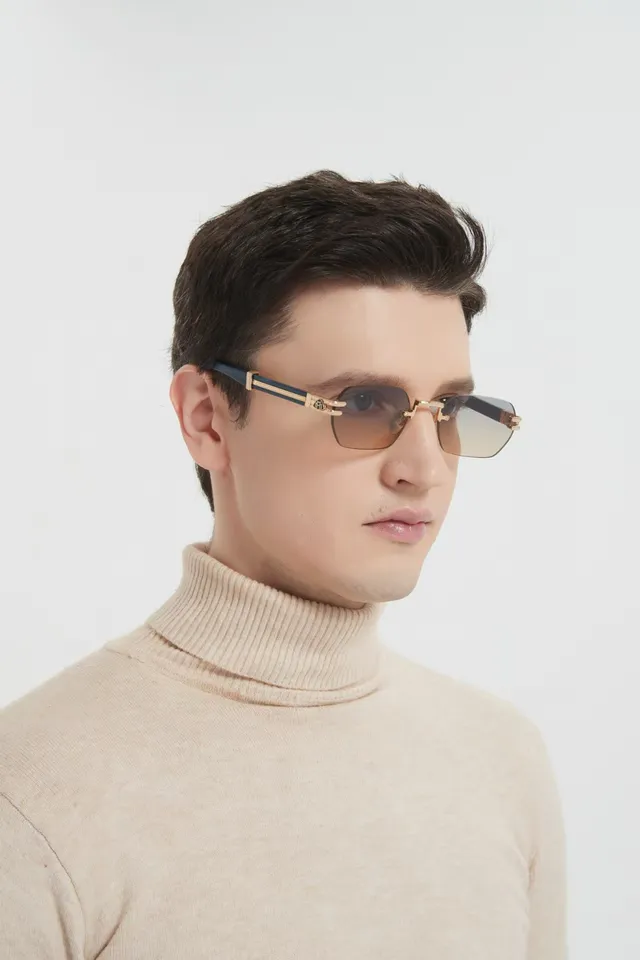 Rimless Gold-Tone Metal Bridge Sunglasses 2