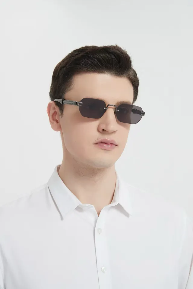 Rimless Gold-Tone Metal Bridge Sunglasses 4