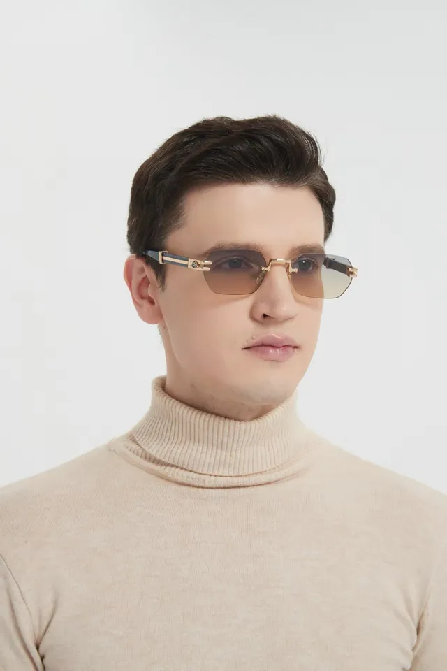 Rimless Gold-Tone Metal Bridge Sunglasses 5