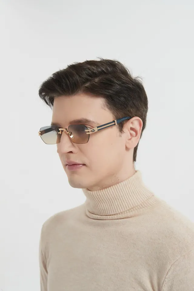 Rimless Gold-Tone Metal Bridge Sunglasses 6
