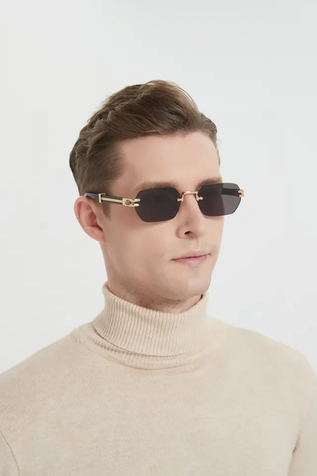Rimless Gold-Tone Metal Bridge Sunglasses 9