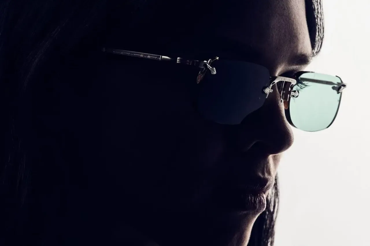 Rimless Metal Frame Teal Tinted Sunglasses 7