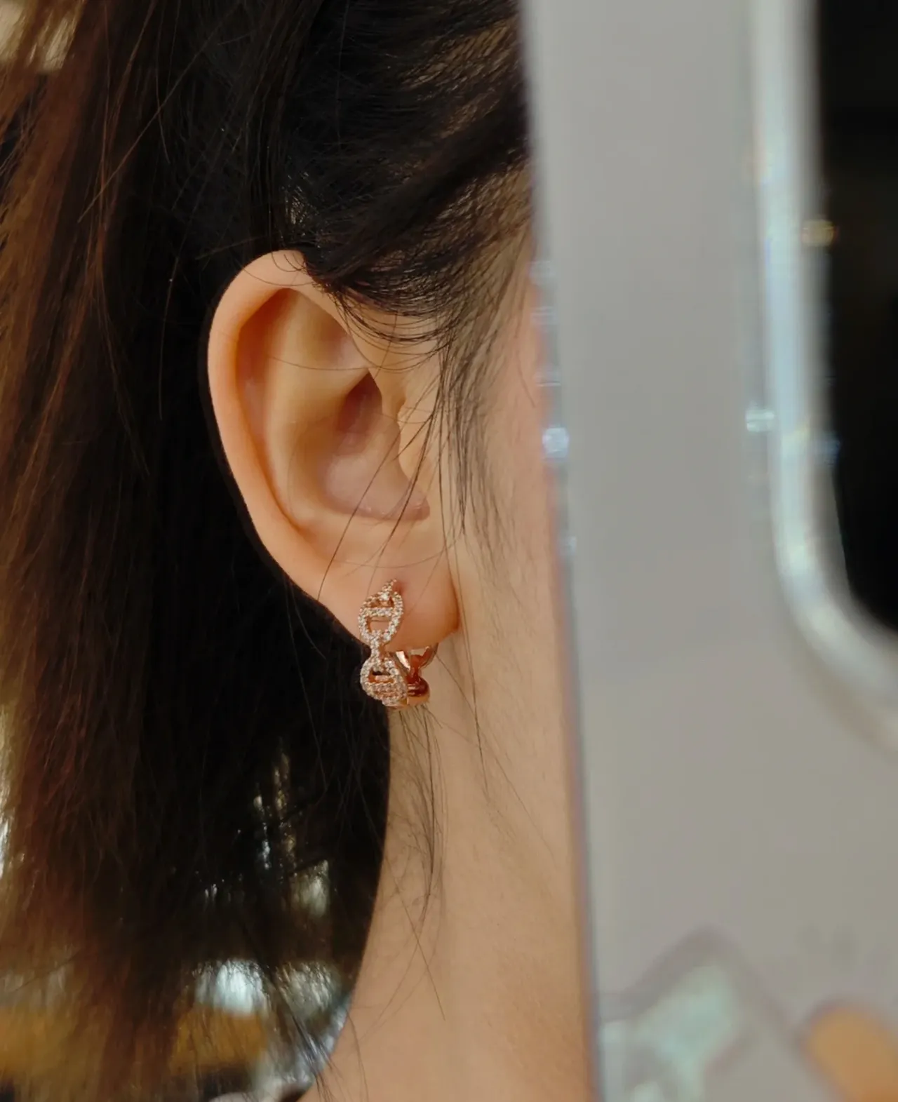 Rose-Gold-Tone Gem-Set Dangling Earrings 2