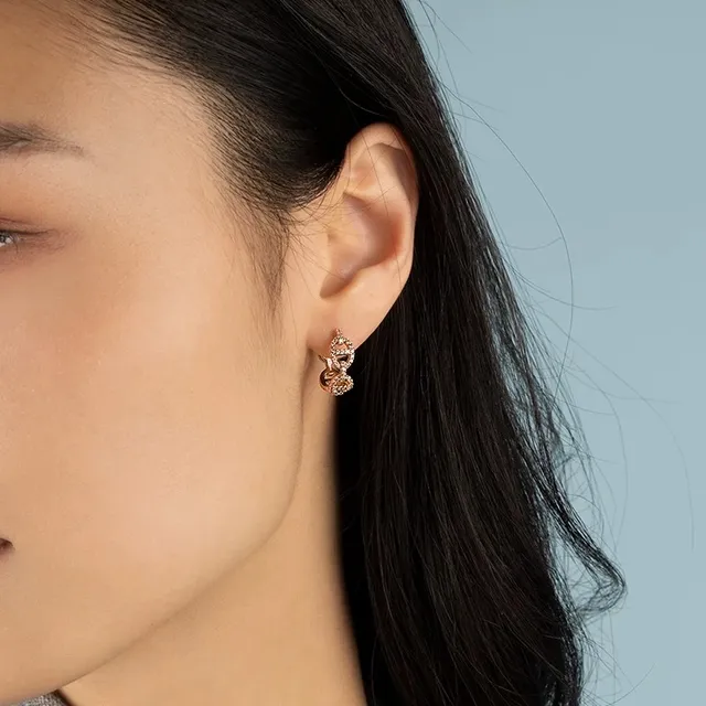 Rose-Gold-Tone Gem-Set Dangling Earrings 3