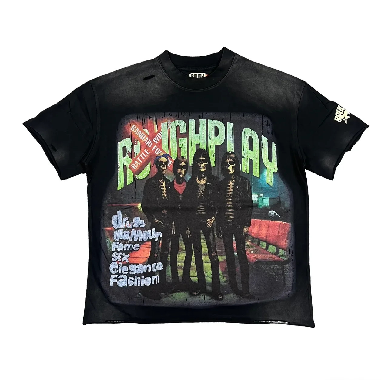 ROUGH Distressed Graphic-Print Oversized T-Shirt 3