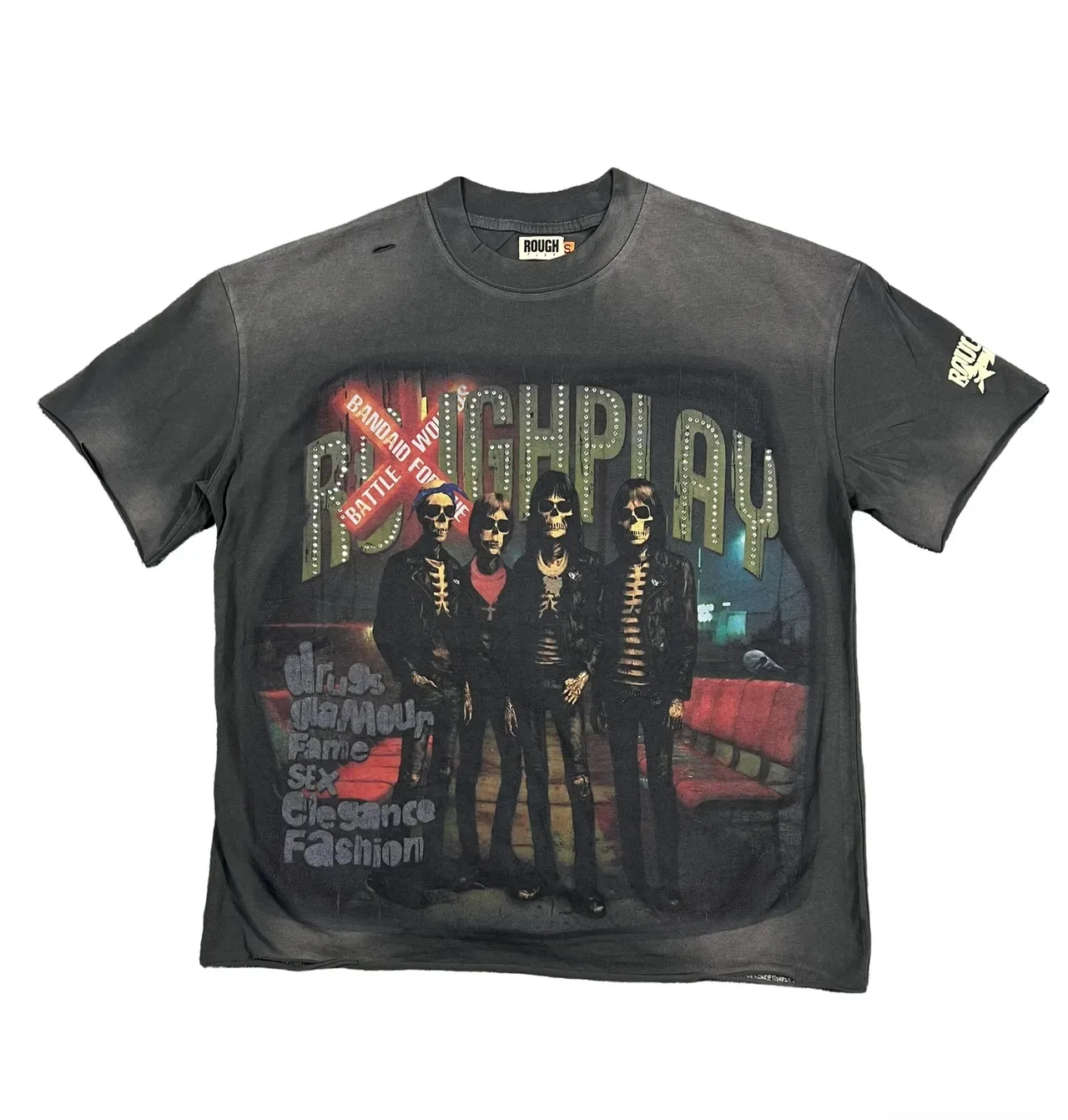 ROUGH Distressed Graphic-Print Oversized T-Shirt 6