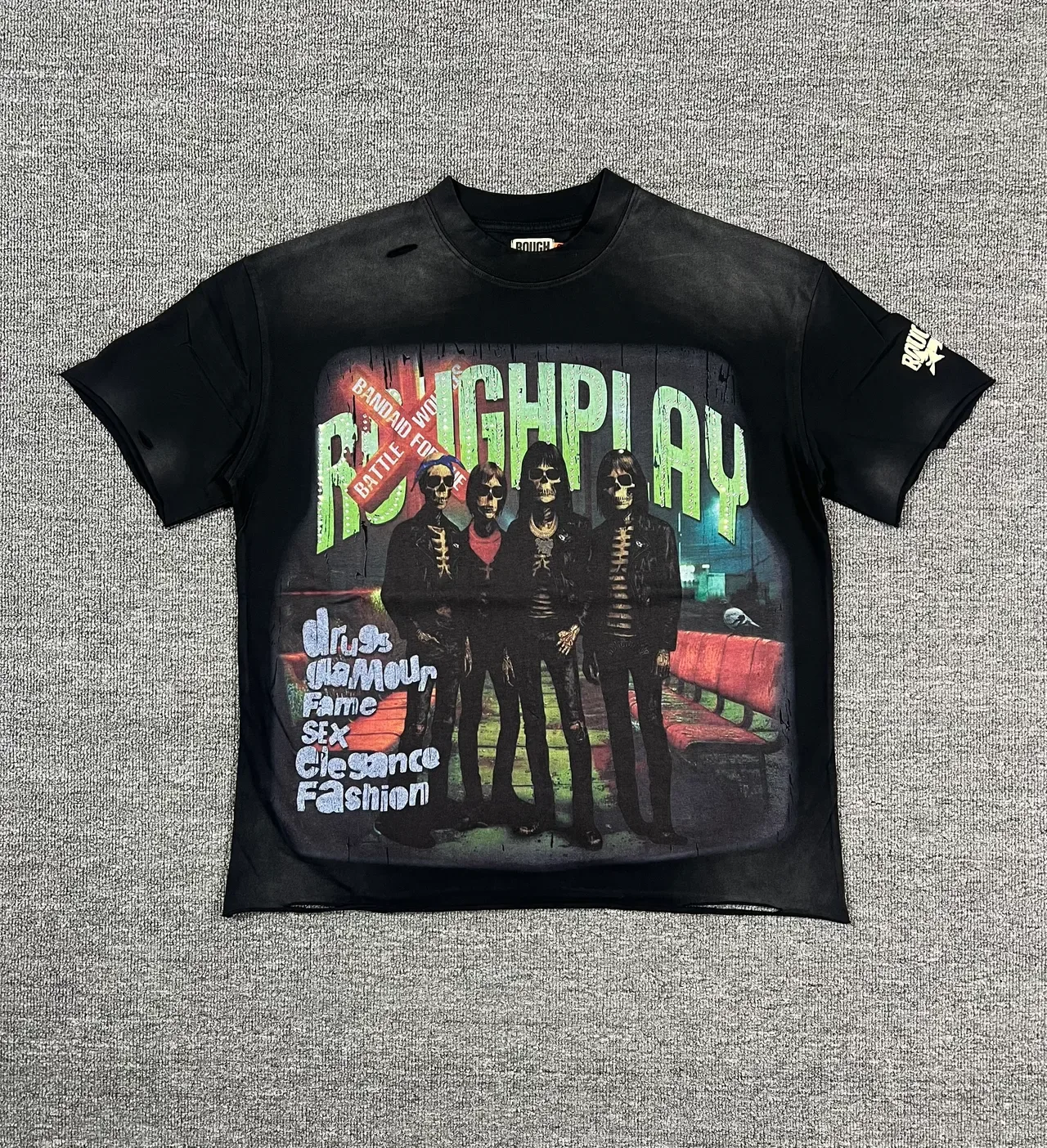 ROUGH Distressed Graphic-Print Oversized T-Shirt 7