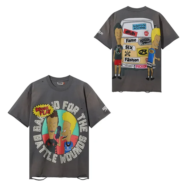 ROUGH Graphic-Print Distressed Oversized T-Shirt 2