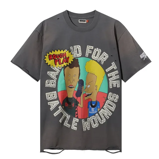 ROUGH Graphic-Print Distressed Oversized T-Shirt 4
