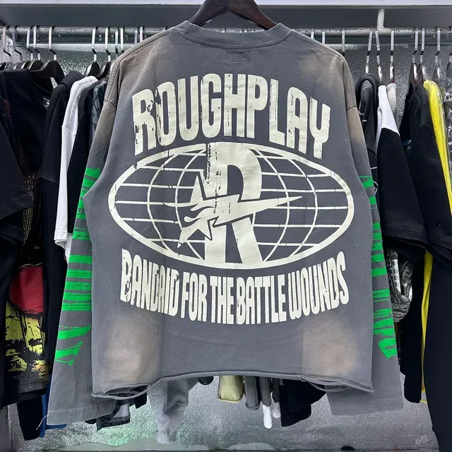 ROUGH Graphic Print Oversized Distressed Hem T-Shirt 11