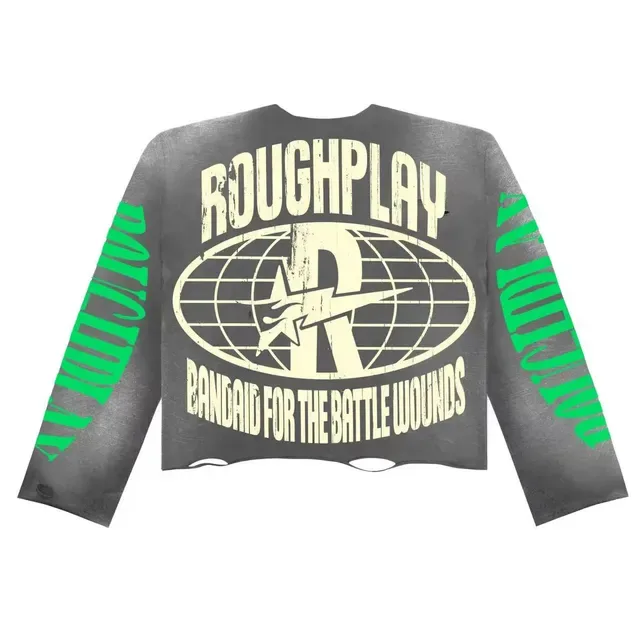 ROUGH Graphic Print Oversized Distressed Hem T-Shirt 13