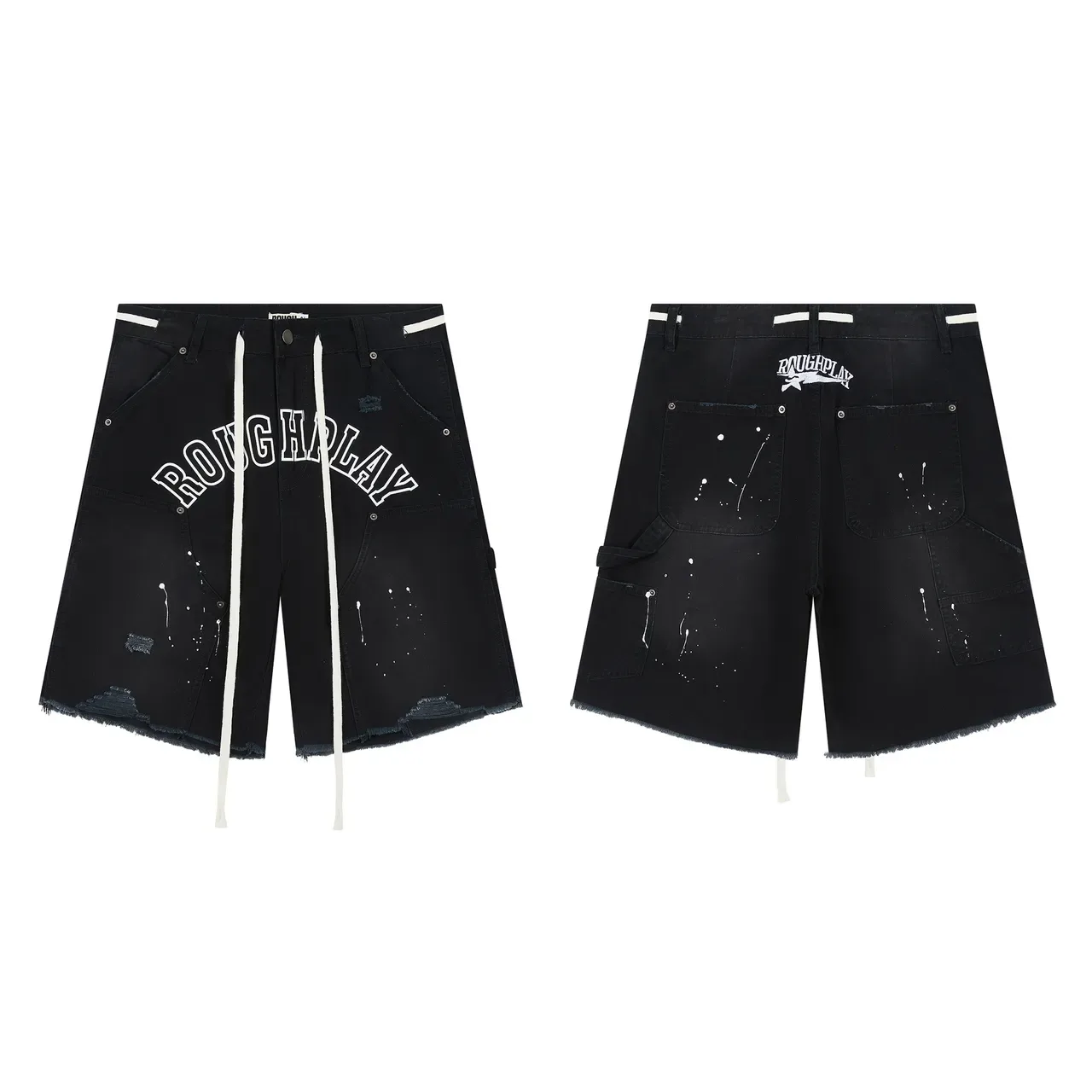 Roughalay Arch Logo Distressed Cargo Shorts 4