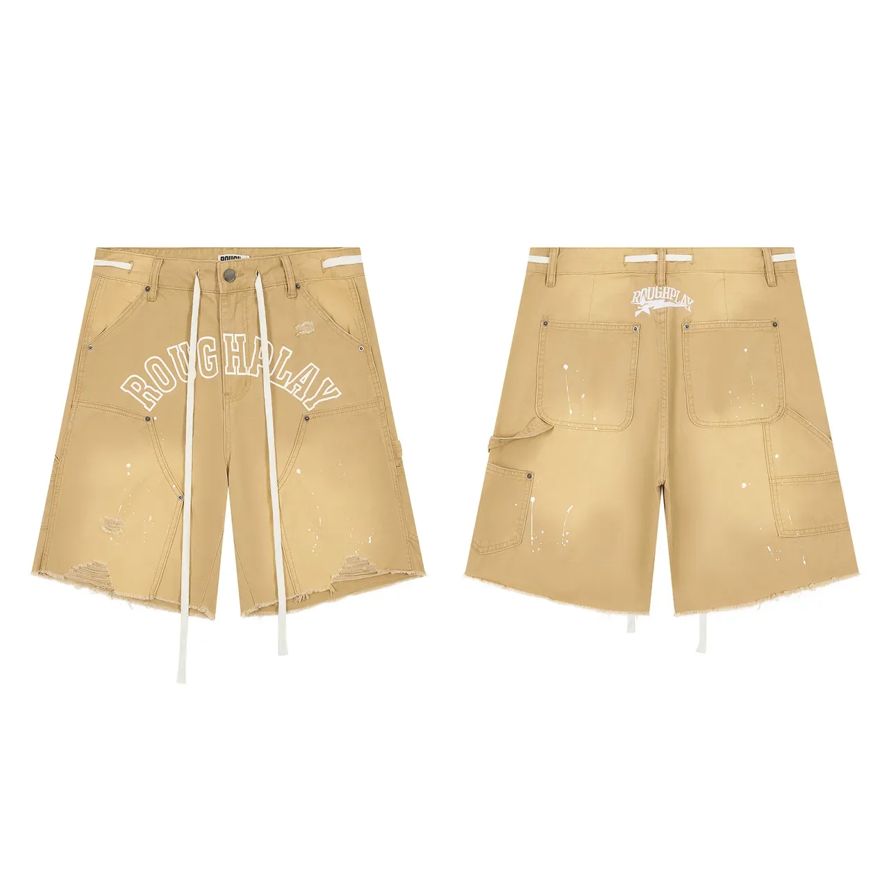 Roughalay Arch Logo Distressed Cargo Shorts 5