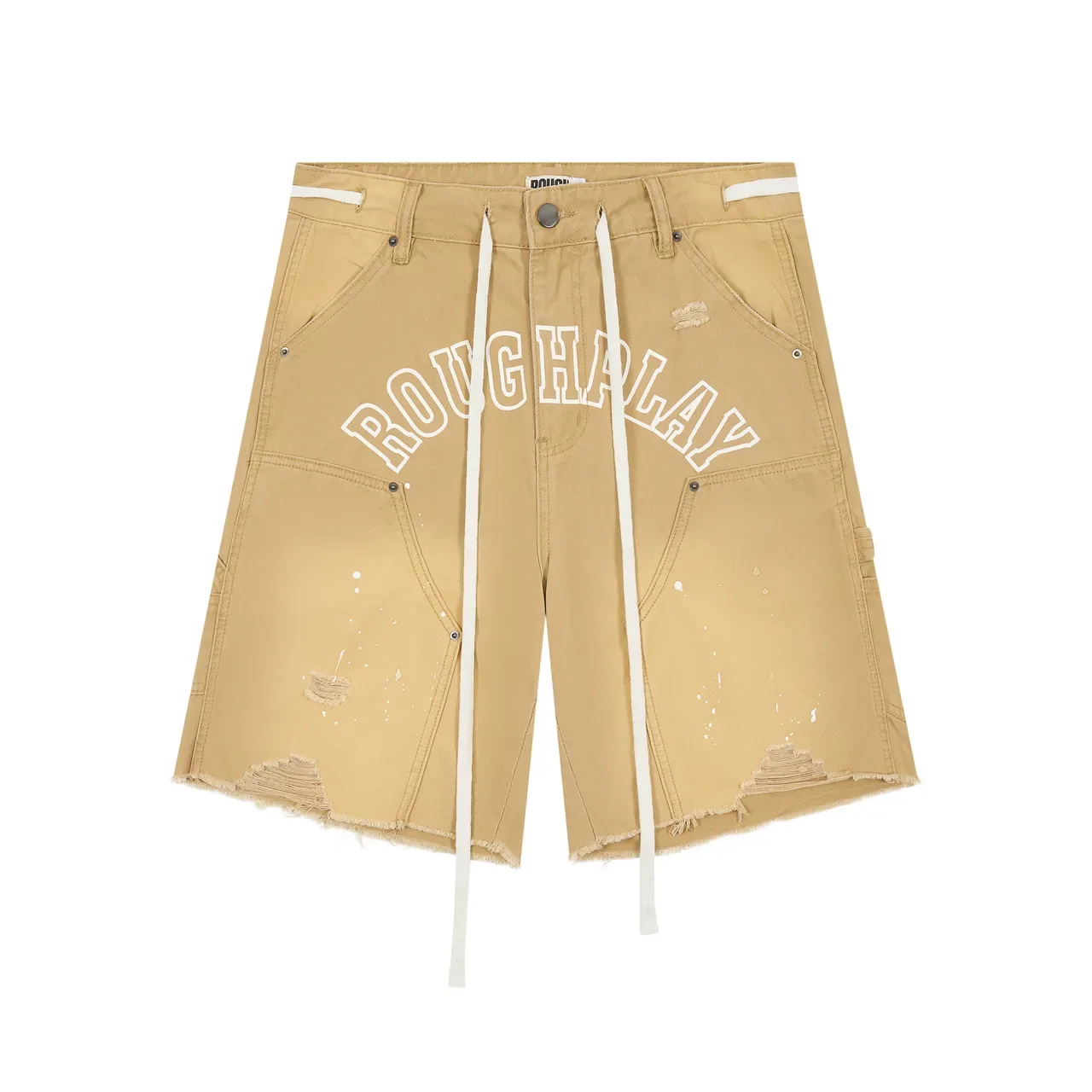 Roughalay Arch Logo Distressed Cargo Shorts 6