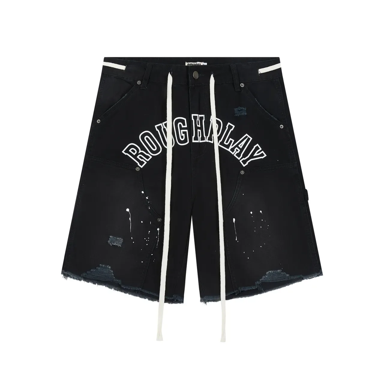 Roughalay Arch Logo Distressed Cargo Shorts 8