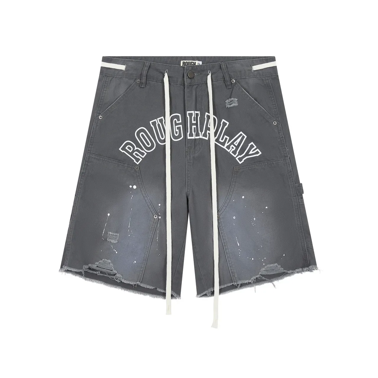 Roughalay Arch Logo Distressed Cargo Shorts 10