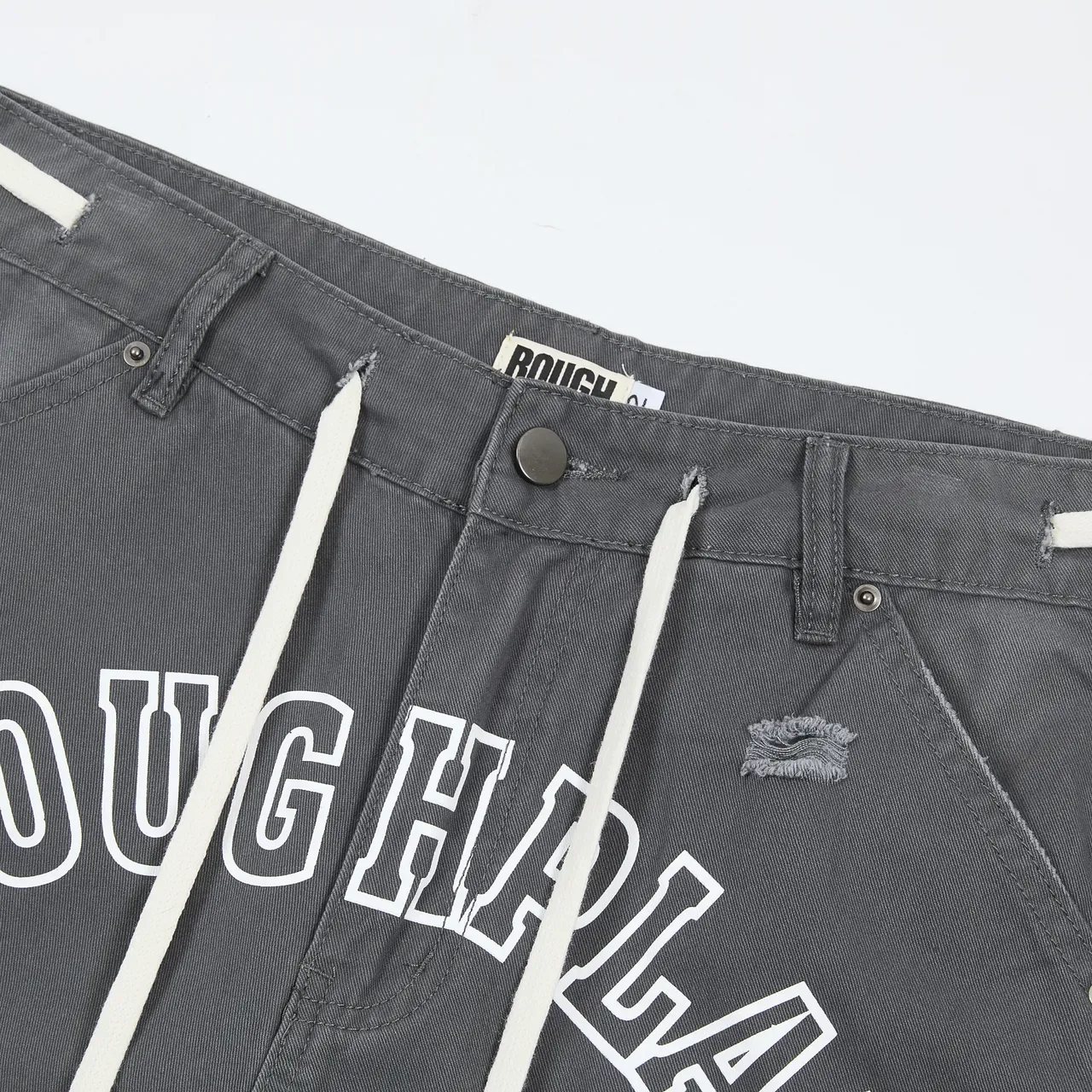 Roughalay Arch Logo Distressed Cargo Shorts 12