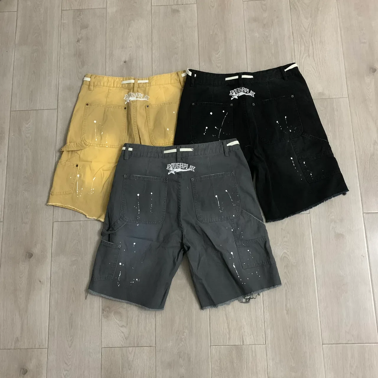 Roughalay Arch Logo Distressed Cargo Shorts 14