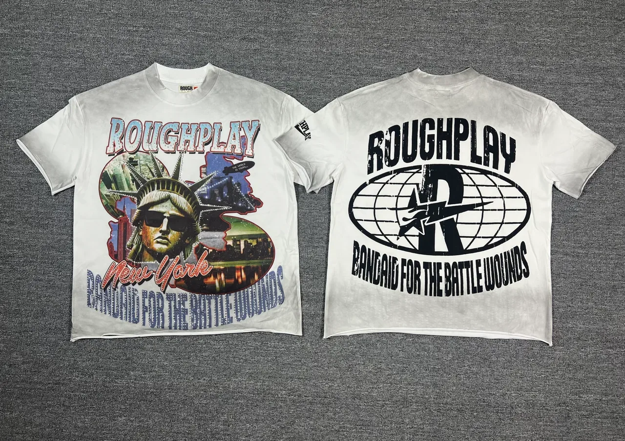 Roughplay एसिड-वॉश डिस्ट्रेस्ड ग्राफिक टी-शर्ट 7