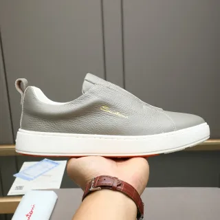Santoni 灰色磨砂皮一脚蹬乐福鞋