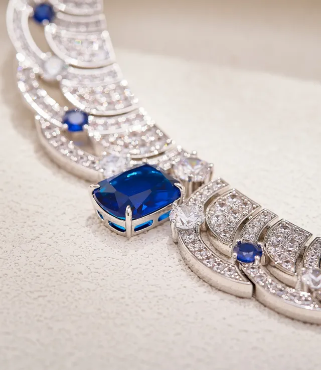 Scalloped Pavé Diamond and Sapphire Collar Necklace 2