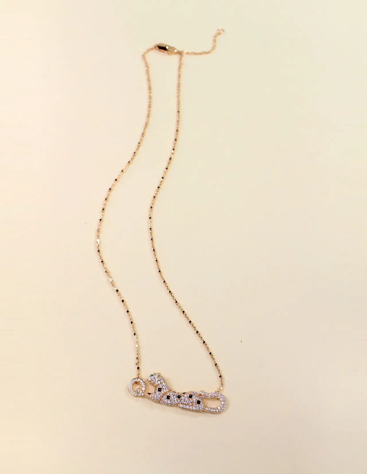 Silver Black Pavé-Set Panther Motif Necklace 3
