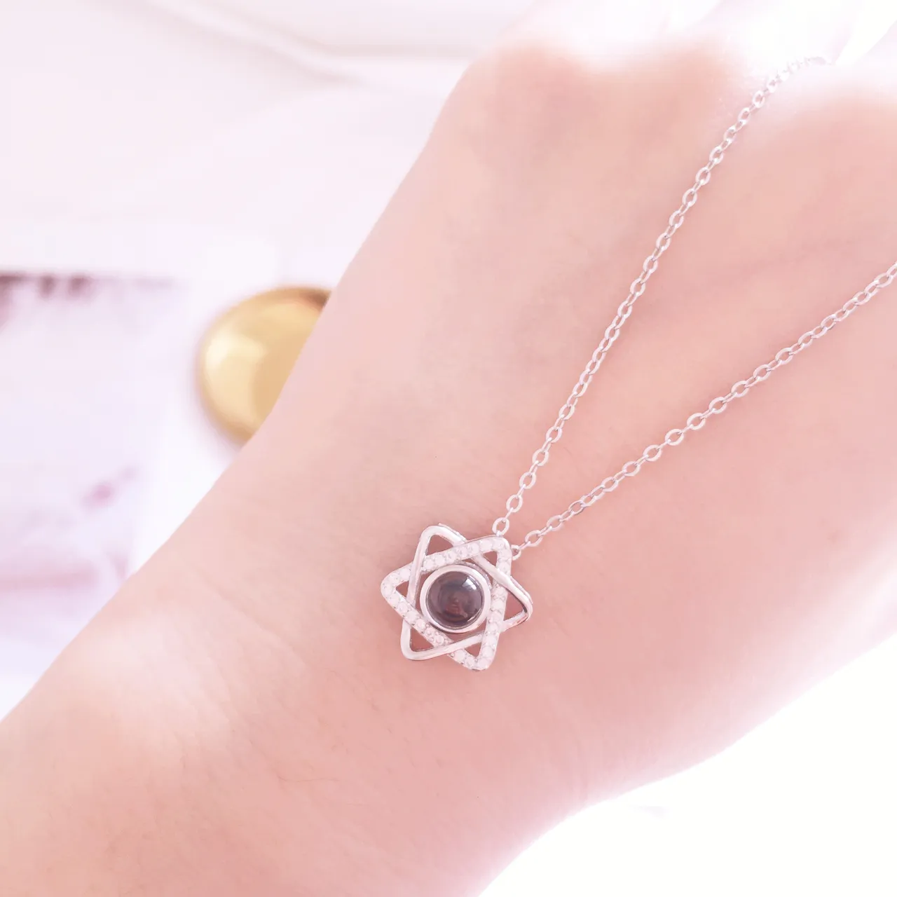 Silver Black Star-Shaped Pendant Necklace 2